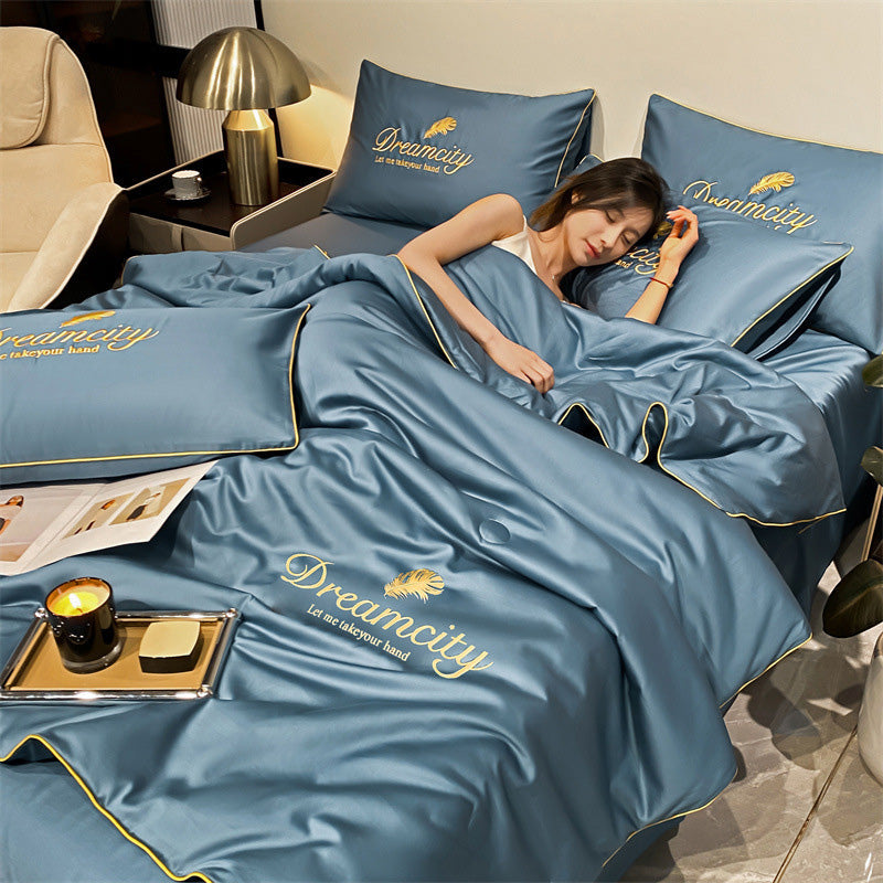[Compre 1 Leve 2] Conjunto de Cama de Seda Gelada Para o Verão