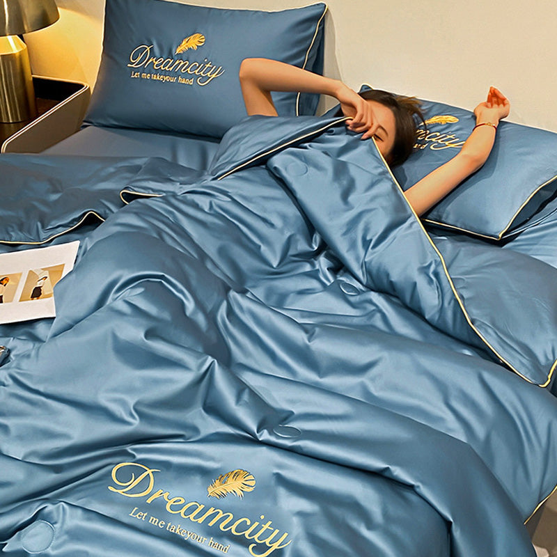 [Compre 1 Leve 2] Conjunto de Cama de Seda Gelada Para o Verão
