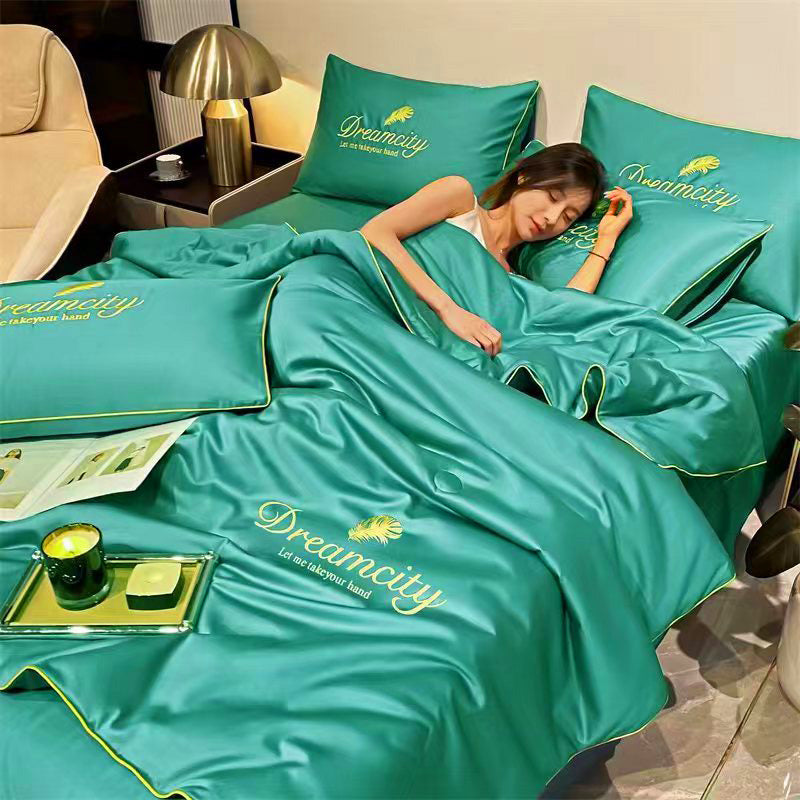 [Compre 1 Leve 2] Conjunto de Cama de Seda Gelada Para o Verão