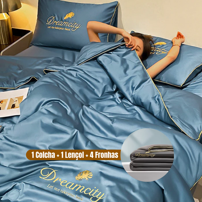 [Compre 1 Leve 2] Conjunto de Cama de Seda Gelada Para o Verão