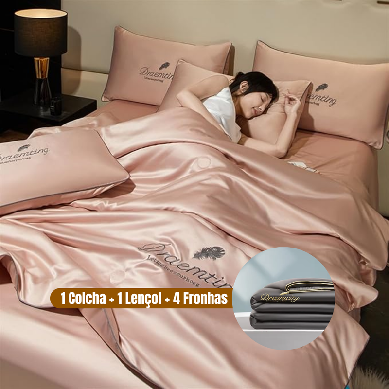 [Compre 1 Leve 2] Conjunto de Cama de Seda Gelada Para o Verão