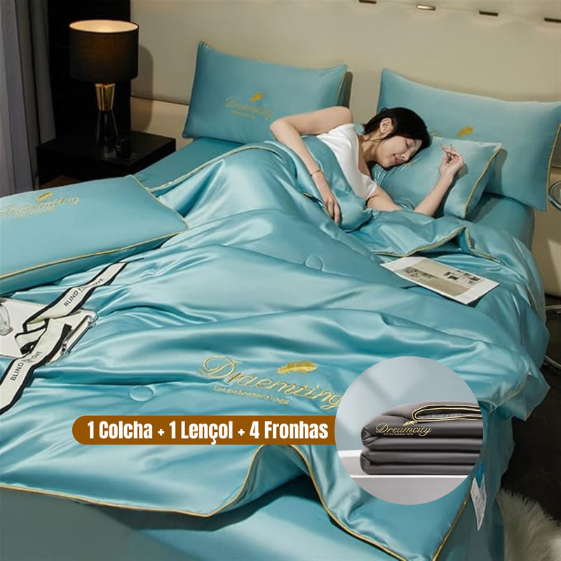 [Compre 1 Leve 2] Conjunto de Cama de Seda Gelada Para o Verão