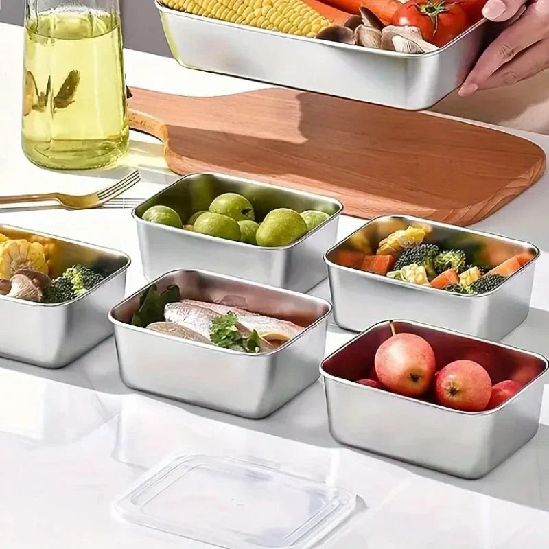 Kit 7 Marmitas de Aço Inox com Tampa Seladora