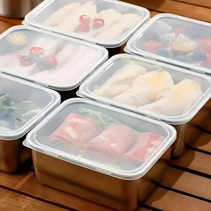 Kit 7 Marmitas de Aço Inox com Tampa Seladora