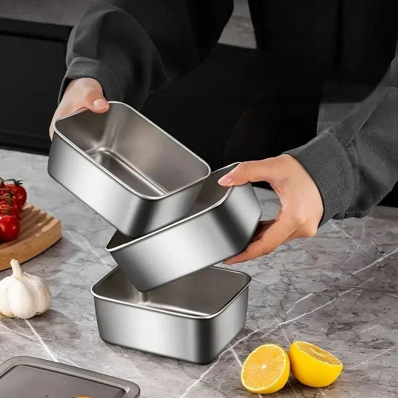 Kit 7 Marmitas de Aço Inox com Tampa Seladora