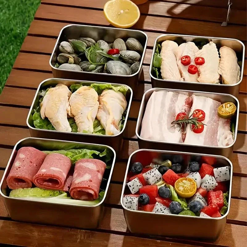 Kit 7 Marmitas de Aço Inox com Tampa Seladora