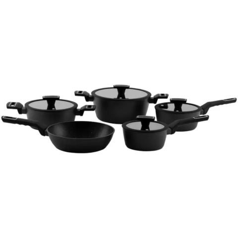 Kit Jogo de Panelas Carbon Inox com Revestimento Antiaderente Cerâmico + BRINDE: Utensílios